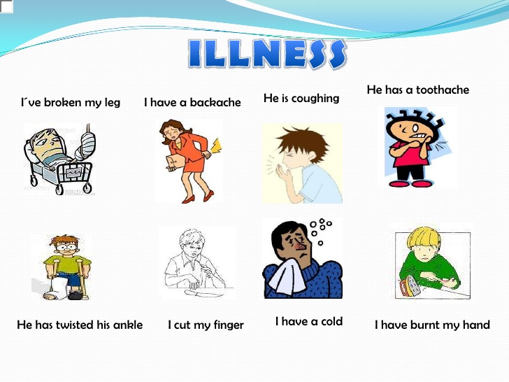 Illnesses Vocabulary - HEALTH - Health, illness, sickness, injuries